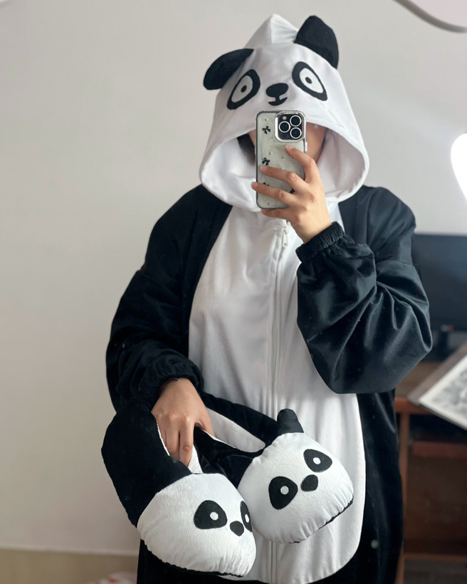 ست کامل تن پوش و پاپوش پاندا مخمل | مناسب قد ۱۳۰تا ۱۸۰
